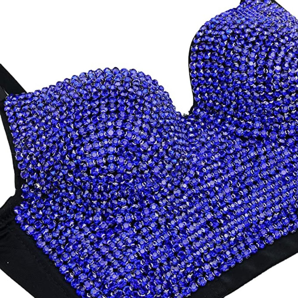 NEW Sparkling Bling Swarovski Crystal Rhinestone Bustier Bra Top + FREE … - Picture 1 of 17
